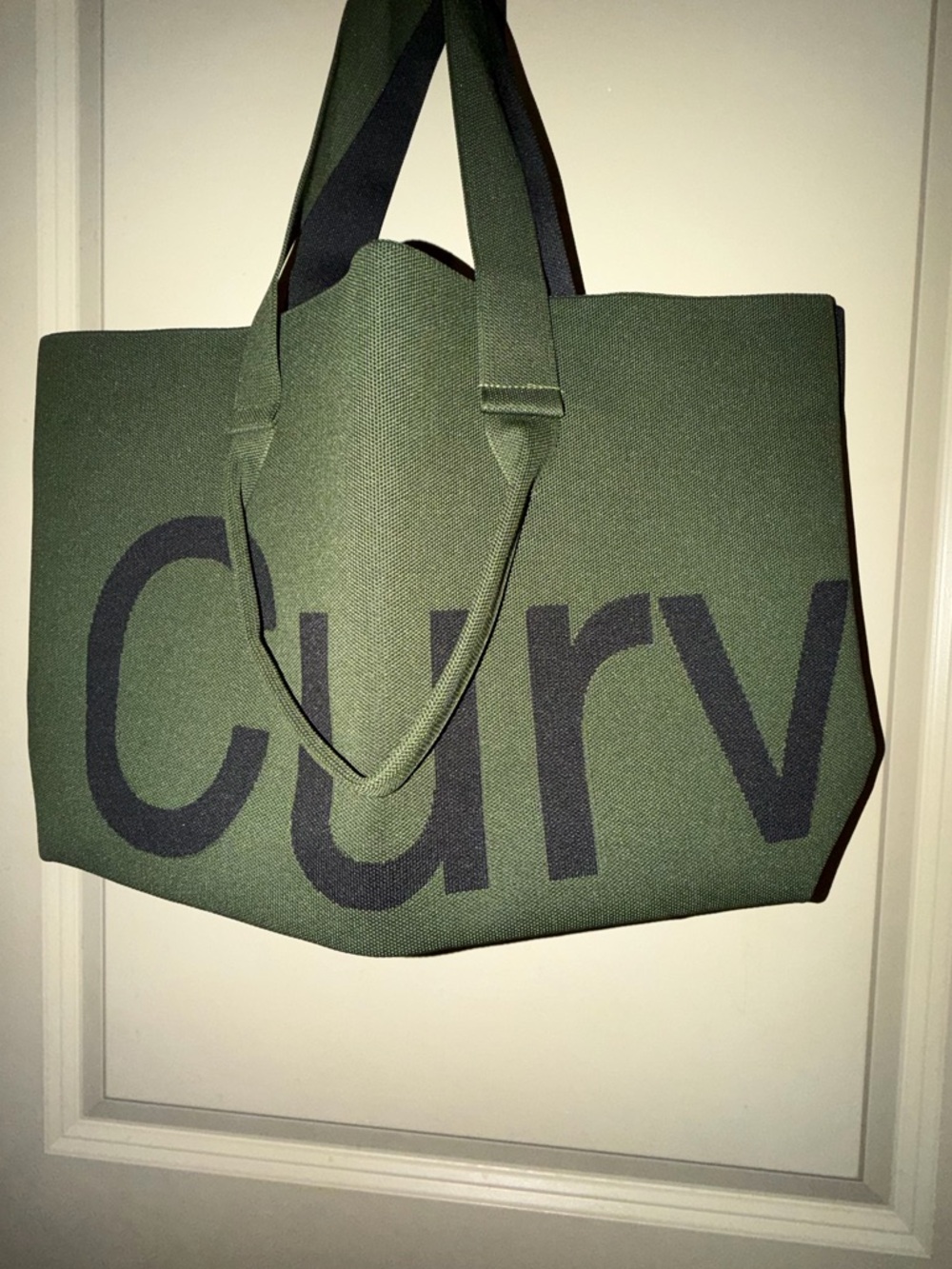 Two-toned Olive Green and Black Curves by Sean Brown Tote